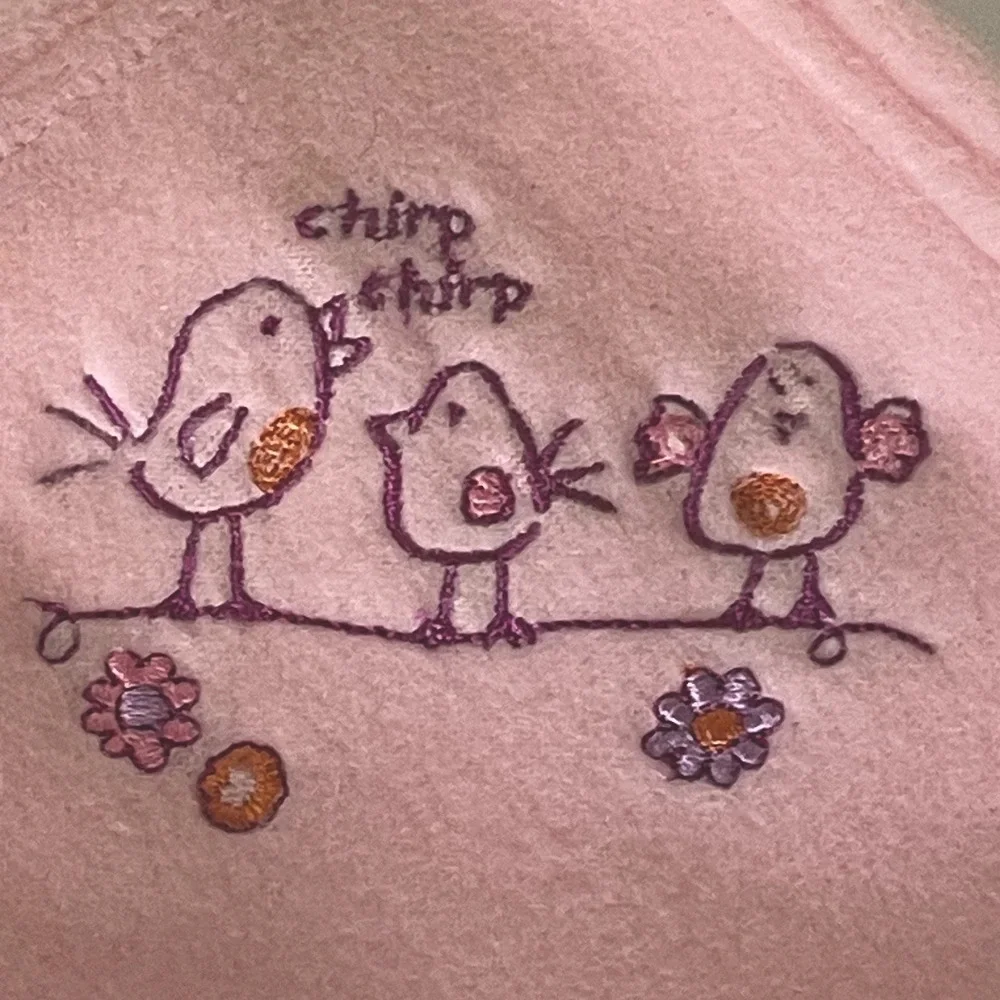 Fisher-Price Pink Fleece Baby Blanket embroidered Birds Chirp Chirp 30x40 HTF